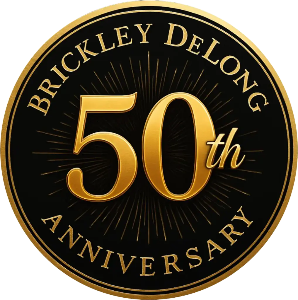 brickley delong 50 years logo