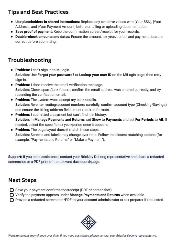 Create a Michigan Treasury eServices Account 4 Create account MI Page 4